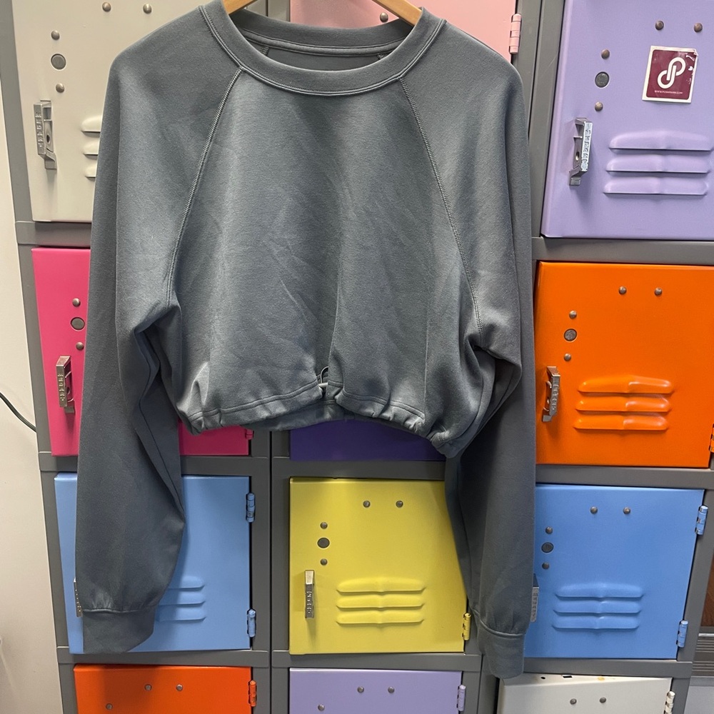 Gilly Hicks Charcoal Cropped Crewneck Sweatshirt